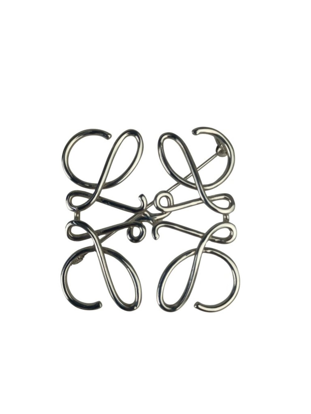 Loewe Brooch Anagram Silver Metal